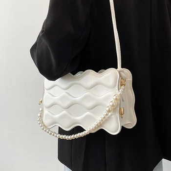 Луксозна марка Перлена чанта 2021 Пролет Нова с Високо качество изкуствена кожа Дамски Дизайнерска Чанта за Пътуване Рамо Чанта