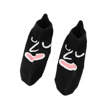 10 Чифта Дамски Чорапи Забавен Анимационен Израз Сладък Пролет Лято Памук Личност Бродирани Чисти Съответните Момичета Лодка Чорапи