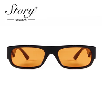 ИСТОРИЯТА на 90-те Години на Модерни Правоъгълни Слънчеви Очила на Жените и Мъжете 2021 Марката Дизайн Стари Оранжеви Лещи Квадратни Слънчеви Очила Цвят Женски S77216H