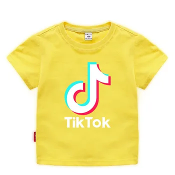 Нова лятна детска тениска Тик Тик Tok Tok етикети round neck плечевая обтегач тениска детски дрехи