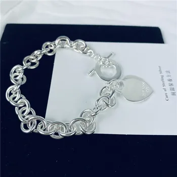 класическа сребърна гривна argent femme.heart-shaped label, оригинални модни бижута, висококачествени мъжки, дамски