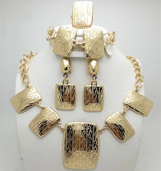 Грейс Изискан Благородник Златист цвят Комплект Бижута на Марката Луксозни Нигерийская Сватбена Мода Африкански Мъниста Бижута, Дизайн на Костюми