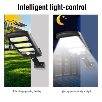 BORUIT Solar Street Lights Outdoor Solar Lamp With 3 Light Mode Waterproof Motion Sensor Lighting for Garden Patio Path Yard