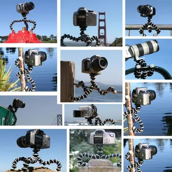 Черен Мини Октопод Статив, Стойка Камера на Мобилен Телефон Стативи Настолна Поставка за GoPro Hero 7 6 5 Action Cam на Притежателя