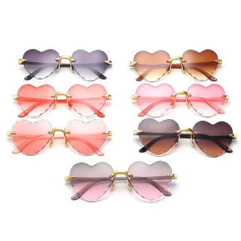 Cut Trimmed Lens сърце reimless слънчеви очила Модерен декоративни фотохромичните точки на Водача прозрачен дизайнерски модни очила