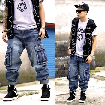 Мулти-чифт дънки за Мъже Свободни прилив на марката Голям размер Широки панталони Корейската версия на хип-хоп Директен инструмент за Скейтборд Дънки