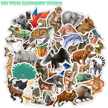 Rainforest Animal Stickers 50Pcs For Kids Student Learning Reward Водоустойчиви Етикети за Бутилки с Вода Лаптоп Скейтборд на Багаж