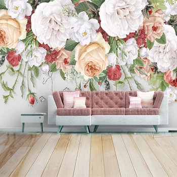 Потребителски 3D Стенописи Тапети За Хола Спални Фон на Стената за Декорация на Дома Мода Розата е Цветето на Снимката Тапети и Модерни