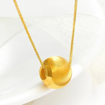 CHUHAN 999 Златна топка Висулка 18K Колие 3D твърд златен котешко око малки златни мъниста AU750 Шопен верига За образна верига Бижута