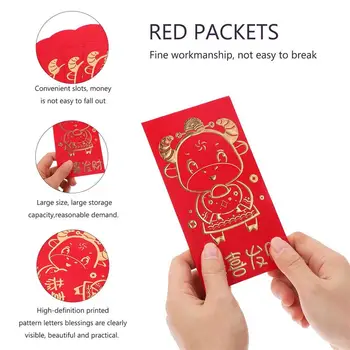 24 бр. 2021 година е Година на Бика Червени Пликове Горещо Щамповане Щастливи Пари Чанти Червени Пакети