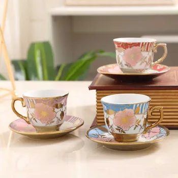 Чашата за кафе и чиния комплект керамични творческа европейската кафеена чаша чисто бял прост кафеена чаша покритие чаши