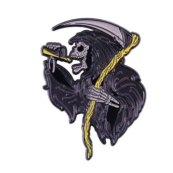 Готически Мрачен Reaper Игли Котка Ковчега На Смъртта Брошки Сърфиране Призрак Плаж Вълна Хелоуин Икона