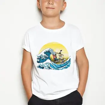 Годишни Момчета/Момичета Ежедневни Kawaii Карикатура Памук Японското Аниме One Piece Деца Тениска с Къс ръкав