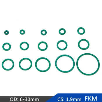 20pcs Фторкаучук FKM О о пръстен Подмяна на OD 6 мм-30 мм CS 1.9 mm Зелено уплътнение О-пръстен Уплътнение Шайба САМ Аксесоари S129