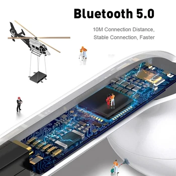 Мини TWS Безжични Слушалки Bluetooth 5.0 Слушалки Мат Слушалки Слушалки Безжични Слушалки за Xiaomi iphone Зарядно Устройство