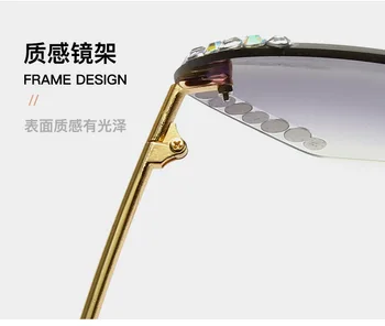 Diamond bling слънчеви очила за жени uv400 2021 модерен планински кристал, кристал слънчеви очила без рамки големи oculos de sol feminino
