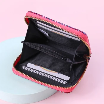 Grid laser Fashion Women Blocking Zipper Travel Wallet Journey Bank Credit Card Holder Organizer Small Монети в Чантата си Чанта за Носене
