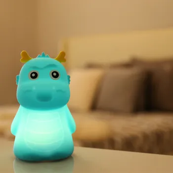 Динозавър LED Night Light Силикон Дракон Лампа Сензорен екран Сензор за Цветни USB Акумулаторна Спалня Нощна Лампа за Децата Детски Подарък