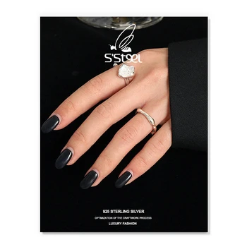 S ' Steel Trendy Ring For Women Sterling Silver 925 Minimalist Irregular Собственоръчно Open Rings Joyas De Plata 925 Mujer Fine Jewelry