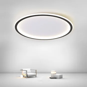 Nordic More LED Тавана Лампа За Спални Whit APP Dimmable Ultra-thin 2 Inch Simple Living Room Decor Study Black Round Lamp
