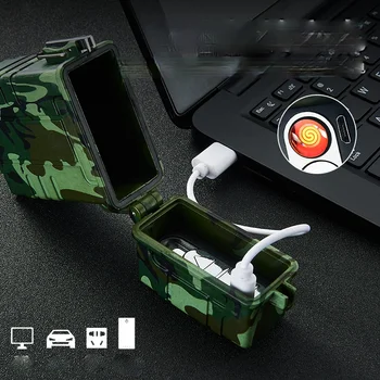 Открит Водоустойчив Портсигар 20 Творчески Портсигар с USB Акумулаторна зажигалкой Аксесоари за Пушачи на трева Брикет