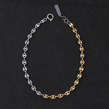 European and American jewelry star same gold color silver color contrast pig nose short necklace female Choker clavicle chain