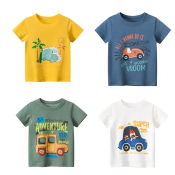 Лятна мода Детска памучен тениска 2021 Тениска за момчета Дрехи за малките момчета тениски, бебешки дрехи 2-7 години