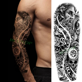 Водоустойчив Временна Татуировка Стикер Sun Warrior Dragon Sword Пълна Ръка Фалшива Татуировка на Flash Sleeve Tatoo за мъже жени