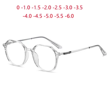 Прозрачни Сиви Полигональные Недалновидни Очила на Жените и Мъжете TR90 Овални Недалновидни Очила, Предписани Очила 0 -1.0 -1.5 -6.0