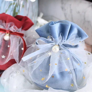 Drawstring Кадифе Подаръчни Пакети За сватбена Опаковка Favor Baby Shower Wedding Favor за Опаковане на Подаръци Чанта Подарък чанта За Бебе Душ