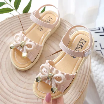 Сандали 2021 Лятото Baby Girl Shoes Bowknot Момиче Принцеса Sandals Детски Обувки за момичета Сандали Студентски нескользящие плоски сандали