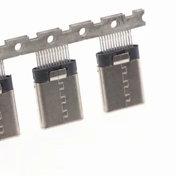 100шт USB 3.1 Type-C Конектор 24-Пинов Щепсел Контакт Straddle Mount Вертикално на печатна платка