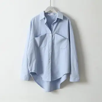 2021 Проста Стилен Дамски Пролетно Лятна Блуза, Корейски дамски Блузи С Дълъг Ръкав И Блузи, Винтидж дамски Ризи Blusas Roupa Върховете