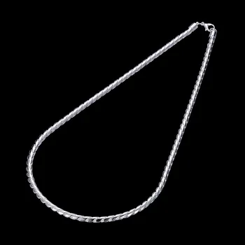 Модната марка 925 сребро Колие класически Бижута самоличността на 4 ММ Усукана въже мъжки верига от 20 инча Коледни подаръци
