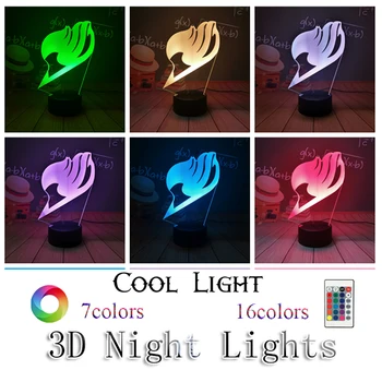 Night Light Manga Fairy Tail Group Led Touch Sensor Nightlight for Child Room Decor Kids Gift Table 3d Лампа Аниме Fairy Tail