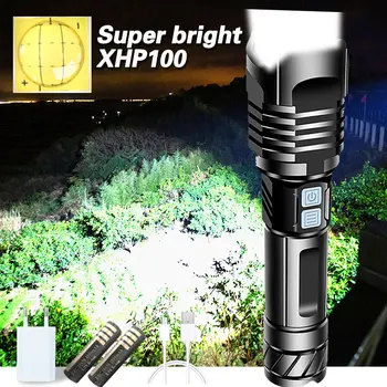 Супер Ярък XHP100 Мощен Led Фенерче Фенерчето Xhp90 Тактически Фенер Usb Акумулаторна проблясък на Светлина 18650 26650 Led Фенер
