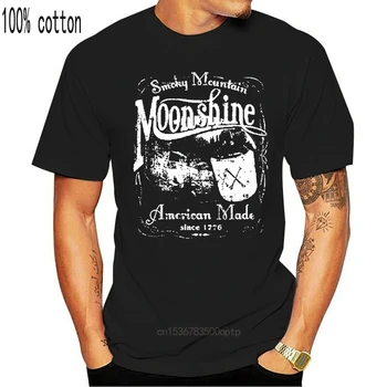 Мъжка тениска в памучна тениска Smoky Mountain Moonshine T-Shirt Whiskey Tee Shirt Fashion