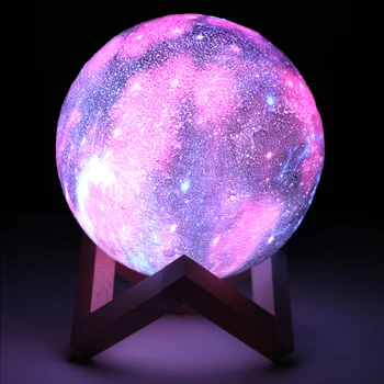 3D Print Star Moon Lamp LED Galaxy Lamp 3/16 Color Change Touch Remote Control LED Night Light Home Decor Creative Kids Gift