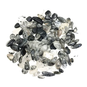 50 г 12-15 мм Естествена Черна Коса Кварц Рутиловый Crystal Rock Чип Изцеление Рейки Чакъл Камъни, Естествени Камъни и минерали