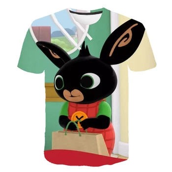 Kids 2021 Summer 3D Сладко Print Rabbit Bing t-тениски Boys Girls Cartoon t shirt Сладко Смешни Tshirt Детски дрехи Ежедневни блузи