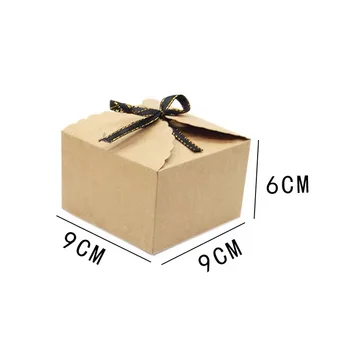 10шт Реколта крафтова Хартия, Кутия Бонбони 9*9*6 вижте САМ Рожден Ден, Сватба Полза Подарък Кутия Малка Торта Кутия за Опаковане