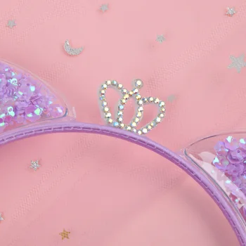 2021 Нов Сладък Цветни Пайети Корона на Котка Ушите лента за Коса за Принцесата на Децата малко свеж Коледен Подарък на модерни Аксесоари За Коса