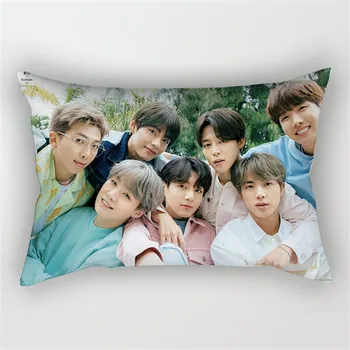 Kpop Star Bangtan Boys Print Plain Pillowcase Cover Chair Seat JK SUGA JINMIN ДЖИН V Print Square Pillowcase Case Cushion Home