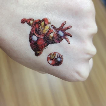 1бр Случаен Marvel Отмъстителите Iron Man Tattoo Sticker Action Character Spiderman Cartoon Kid a Boy Girl Смешни Gift