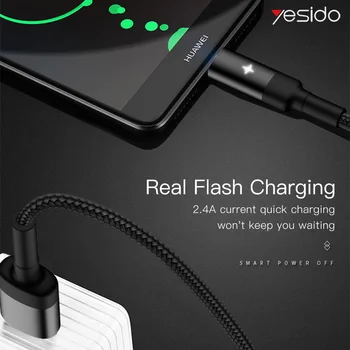 Yesido CA28 Smart Power Off USB Type C Кабел Бързо Зарядно Устройство Type-c Кабел За Samsung S9 S10 Xiaomi Huawei USB с Кабел Кабели За Предаване на Данни