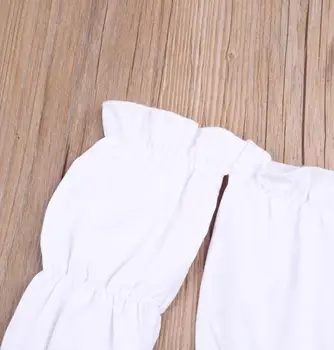 Комплект дрехи за момичета С Дълъг Ръкав с открити рамене Потници и къси панталони в ивицата от две части, Костюм Детски Дрехи за Рожден Ден
