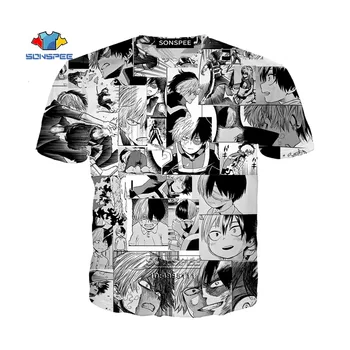 Комикси Аниме My Hero Academia Todoroki Shouto Kawaii Faces 3D Print Bakugo Мъжка тениска Ежедневни Harajuku Лятна риза негабаритная