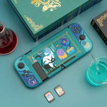 Зелен Алхимия Котка Твърд Калъф Защитно покритие Shell за Nintendo Switch Конзола NS Joy-con Crystal Back Protector Корпус на Кожата