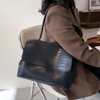 Дизайнер на Крокодил Модел дамска чанта с Голям Капацитет Чанти за рамо за жени 2021 Ежедневни Чанти от Изкуствена кожа чанта