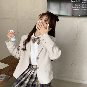 Японски Стил Колеж Стил JK Студентите Бяла Риза с Висока Талия Каре Плиссированная ученичка пола училищни униформи, студентски форма